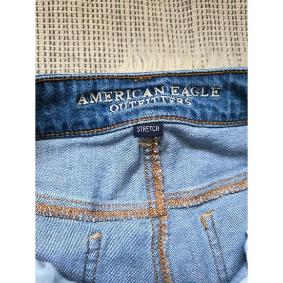 American Eagle AE Stretch Ripped Mom Jeans Hi Rise 4 Distressed Straight Leg - Picture 6 of 11